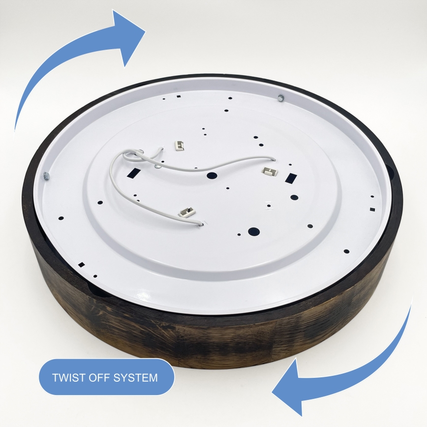 Плафон OAK SMOKY 3xE27/15W/230V ø 47,5 см дъб/тъмнокафяв