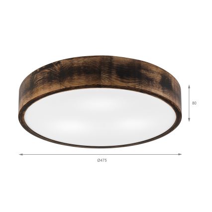 Плафон OAK SMOKY 3xE27/15W/230V ø 47,5 см дъб/тъмнокафяв