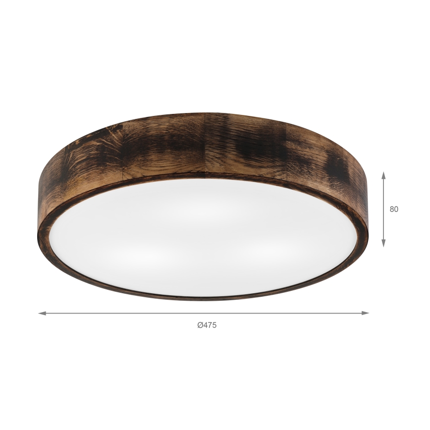 Плафон OAK SMOKY 3xE27/15W/230V ø 47,5 см дъб/тъмнокафяв