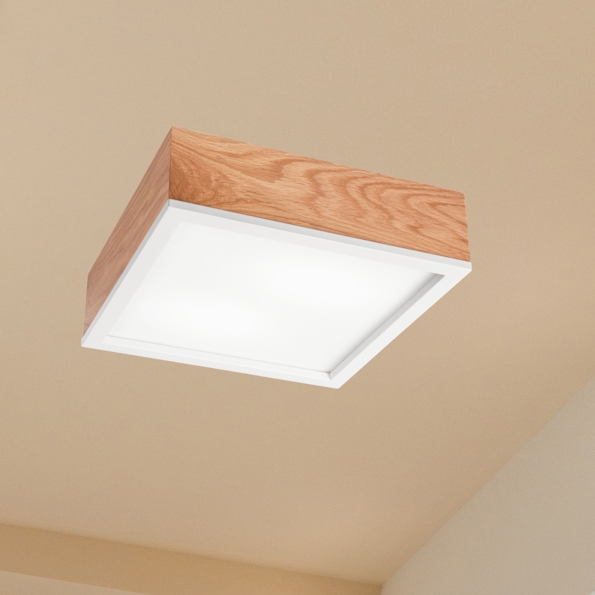 Плафон OAK SQUARE 2xE27/15W/230V 31x31 см дъб/бял