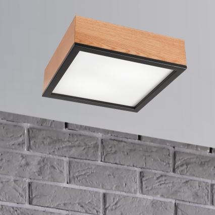 Плафон OAK SQUARE 2xE27/15W/230V 31x31 см дъб/черен