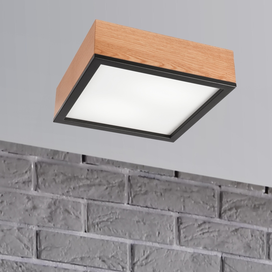 Плафон OAK SQUARE 2xE27/15W/230V 31x31 см дъб/черен