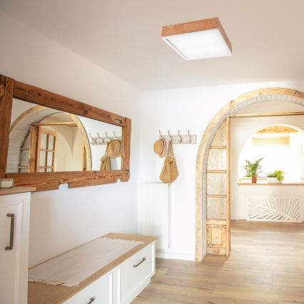 Плафон OAK SQUARE 4xE27/15W/230V 39x39 см дъб/бял