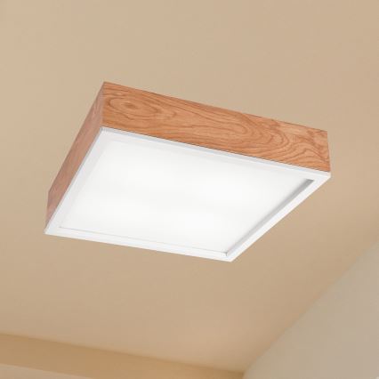 Плафон OAK SQUARE 4xE27/15W/230V 39x39 см дъб/бял