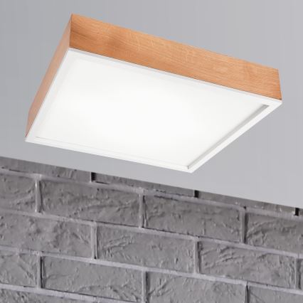 Плафон OAK SQUARE 4xE27/15W/230V 48x48 см дъб/бял