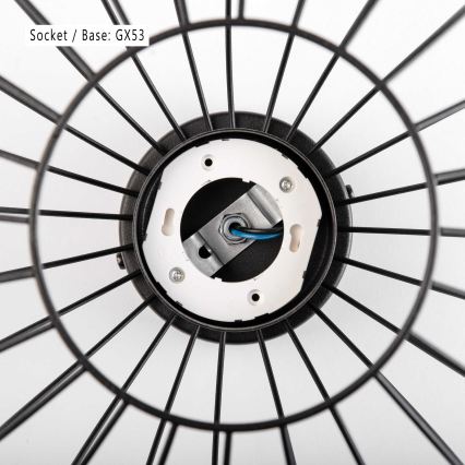 Плафон OVELLA 1xGX53/10W/230V Ø 25 см черен