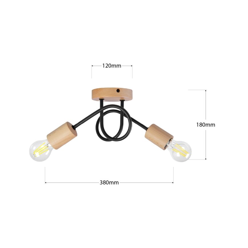 Плафон OXFORD 2xE27/15W/230V бор/черен