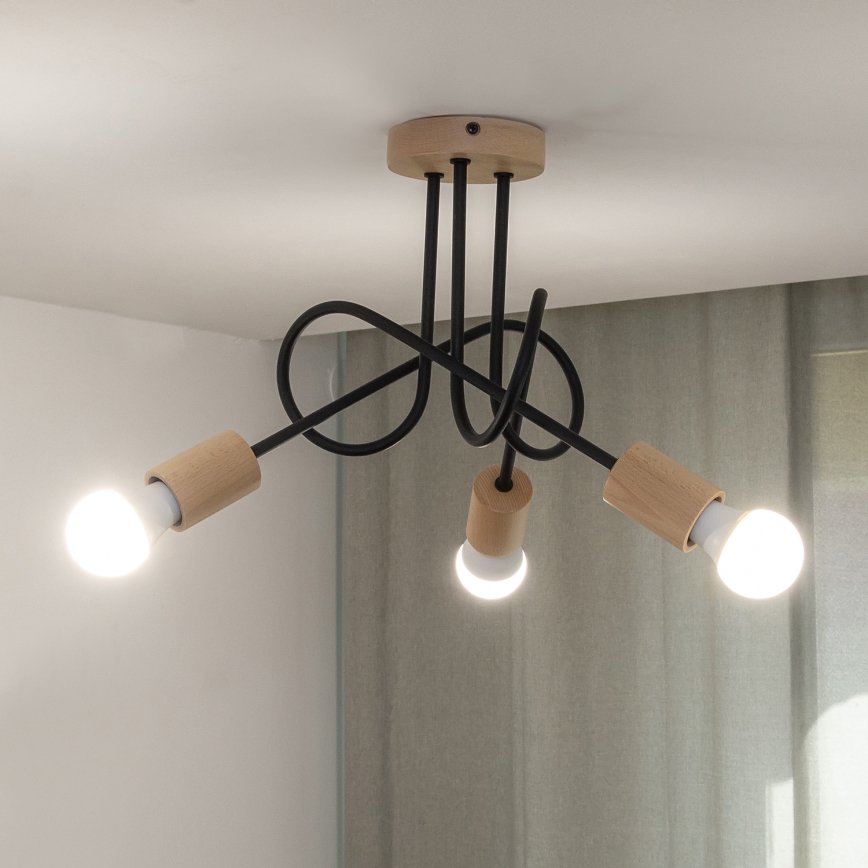 Плафон OXFORD 3xE27/15W/230V бор/черен