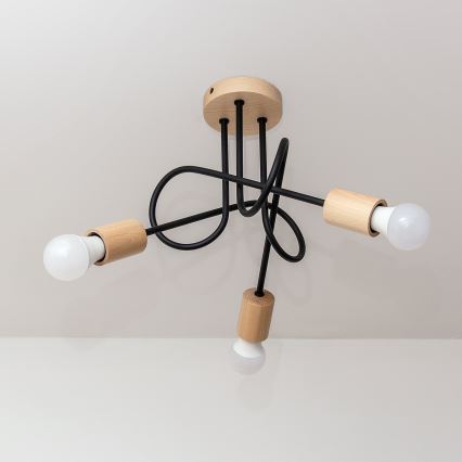 Плафон OXFORD 3xE27/15W/230V бор/черен