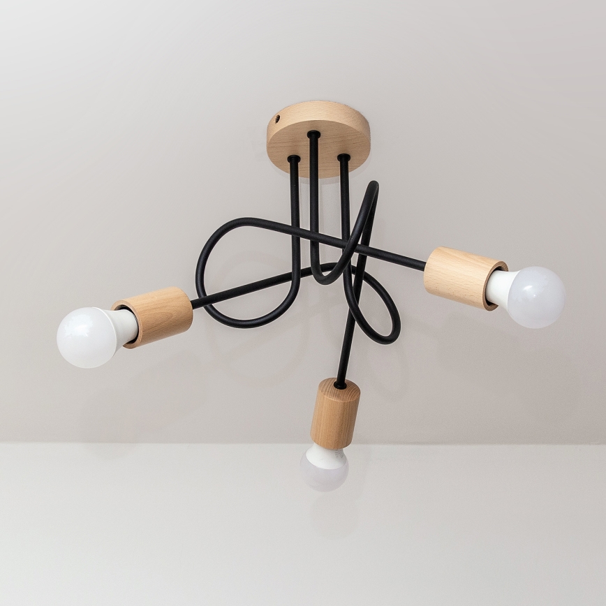 Плафон OXFORD 3xE27/15W/230V бор/черен