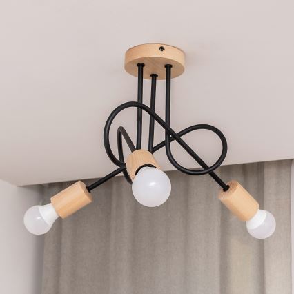 Плафон OXFORD 3xE27/15W/230V бор/черен