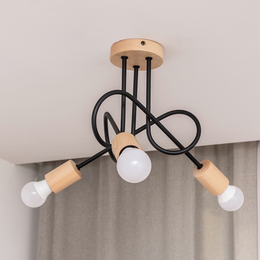 Плафон OXFORD 3xE27/15W/230V бор/черен