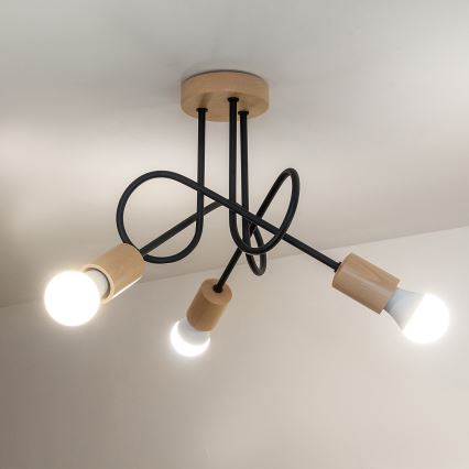 Плафон OXFORD 3xE27/15W/230V бор/черен