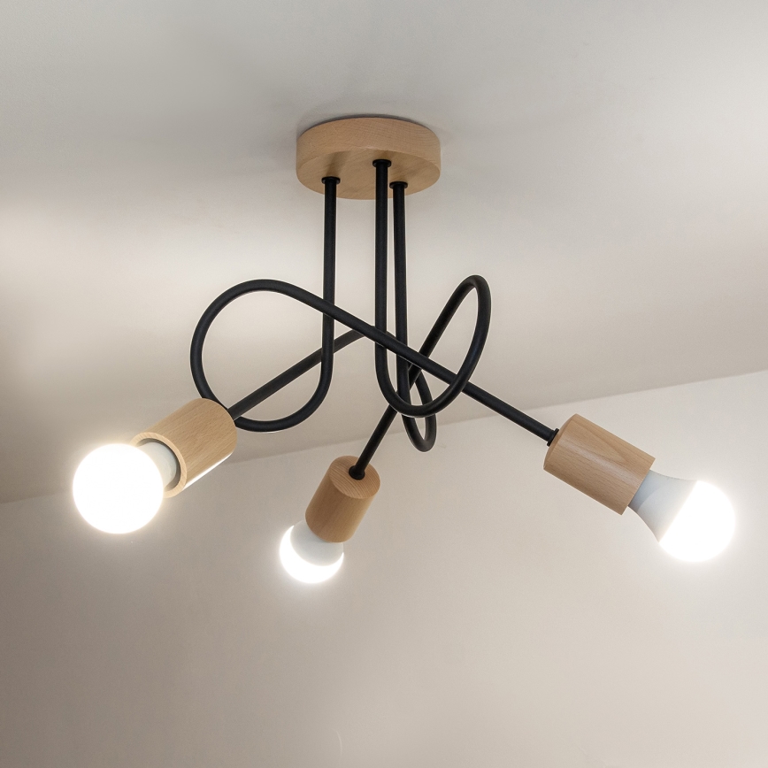 Плафон OXFORD 3xE27/15W/230V бор/черен