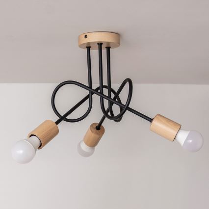 Плафон OXFORD 3xE27/15W/230V бор/черен