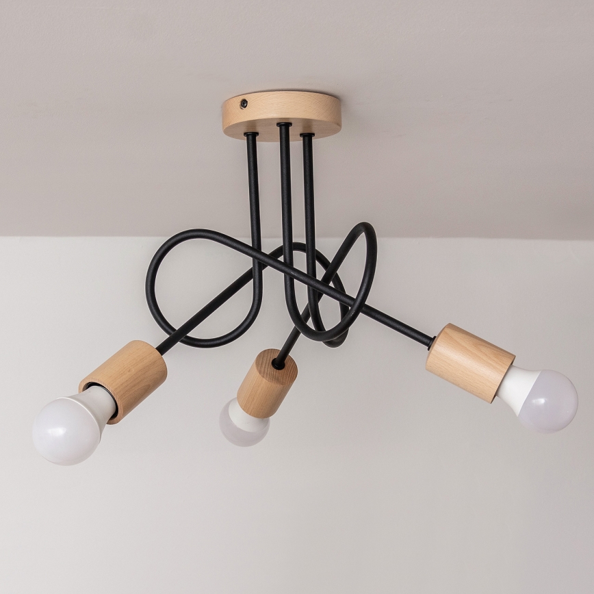 Плафон OXFORD 3xE27/15W/230V бор/черен