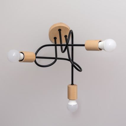 Плафон OXFORD 3xE27/15W/230V бор/черен