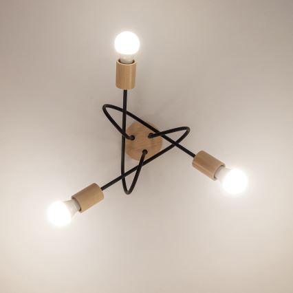 Плафон OXFORD 3xE27/15W/230V бор/черен