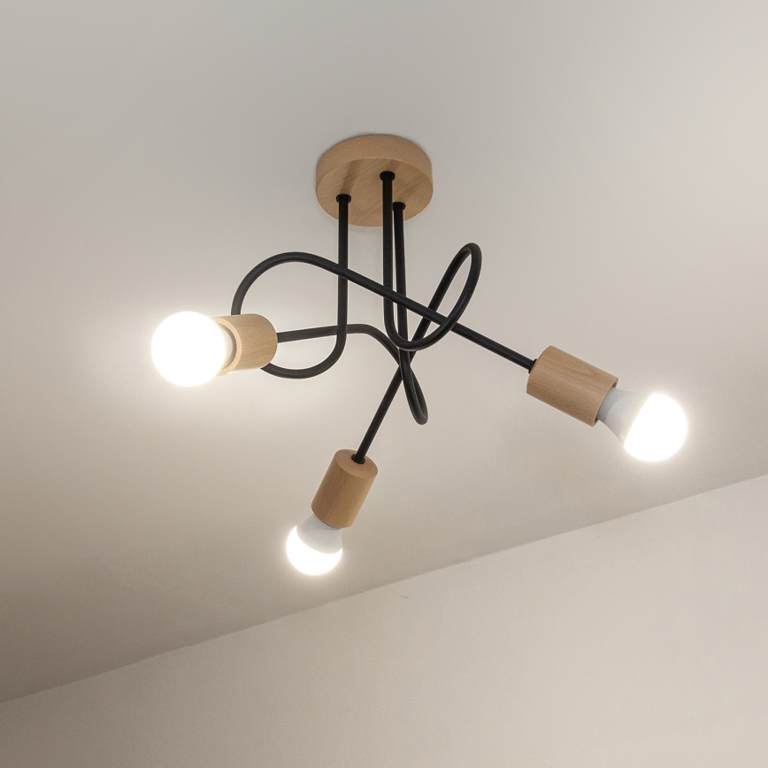 Плафон OXFORD 3xE27/15W/230V бор/черен