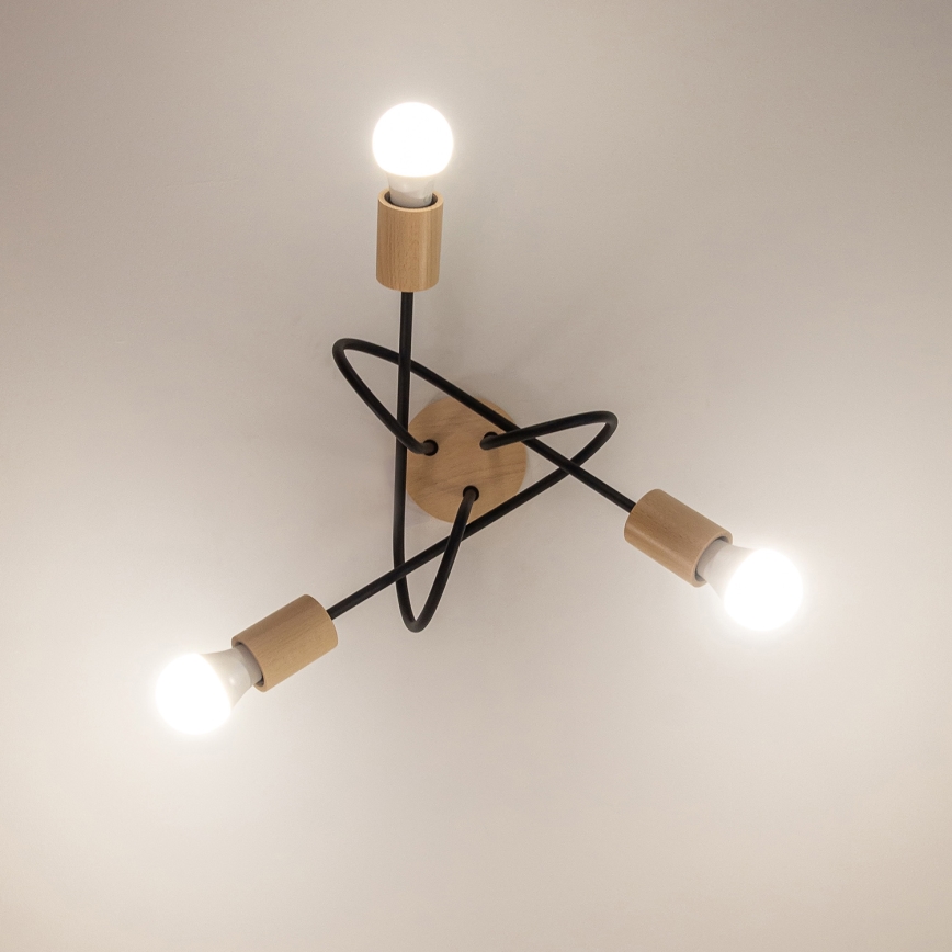 Плафон OXFORD 3xE27/15W/230V бор/черен