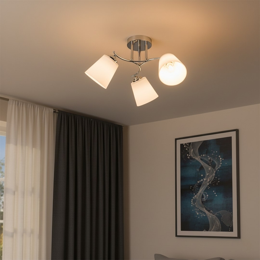 Плафон PAFOS 3xE27/15W/230V, лъскав хром