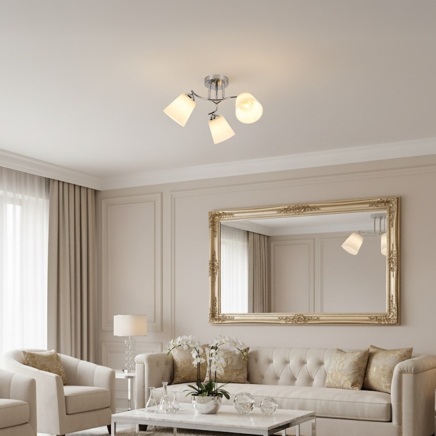 Плафон PAFOS 3xE27/15W/230V, лъскав хром