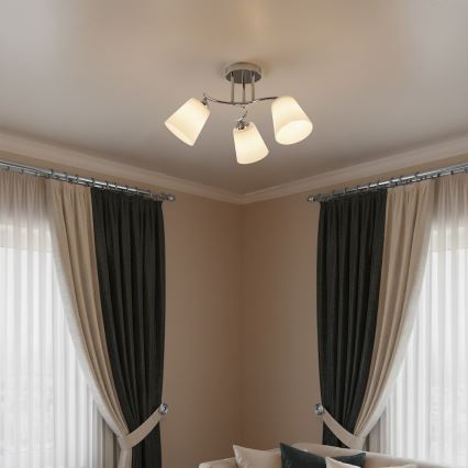 Плафон PAFOS 3xE27/15W/230V, лъскав хром