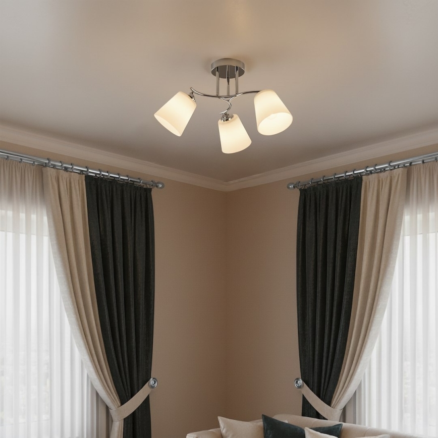 Плафон PAFOS 3xE27/15W/230V, лъскав хром