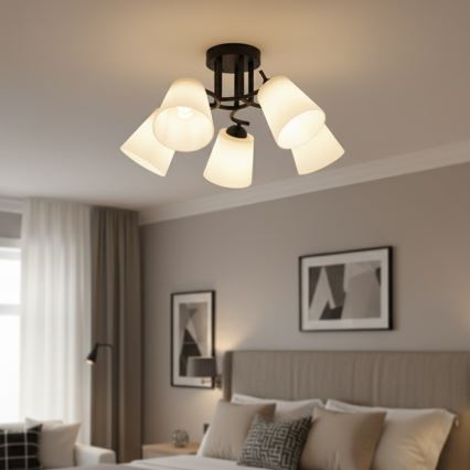 Плафон PAFOS 5xE27/15W/230V черен