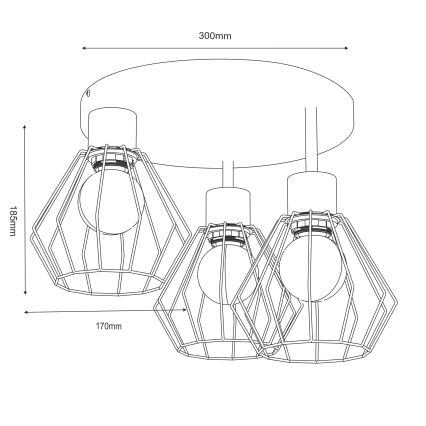 Плафон PARKLA 3xE27/15W/230V бежов/златист