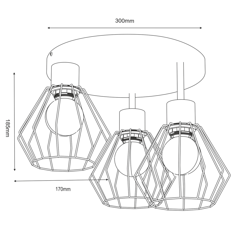Плафон PARKLA 3xE27/15W/230V черен/златист
