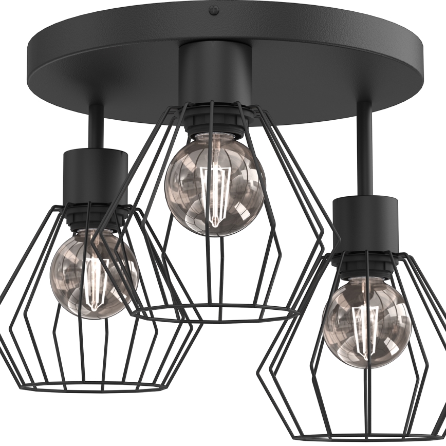 Плафон PARKLA 3xE27/15W/230V черен