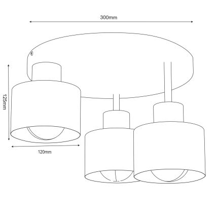 Плафон PARKLA 3xE27/15W/230V черен