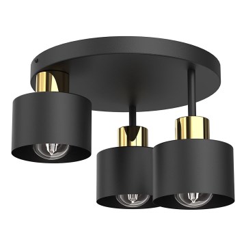 Плафон PARKLA 3xE27/15W/230V черен/златист