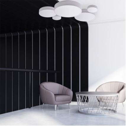 Таванно осветително тяло CLEO със сензор за движение и сумрак, 2xE27/24W/230V, Ø 30 см, бяло