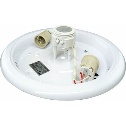 Плафон с датчик за движение и за здрач MANA 2xE27/40W/230V Ø30 см бял