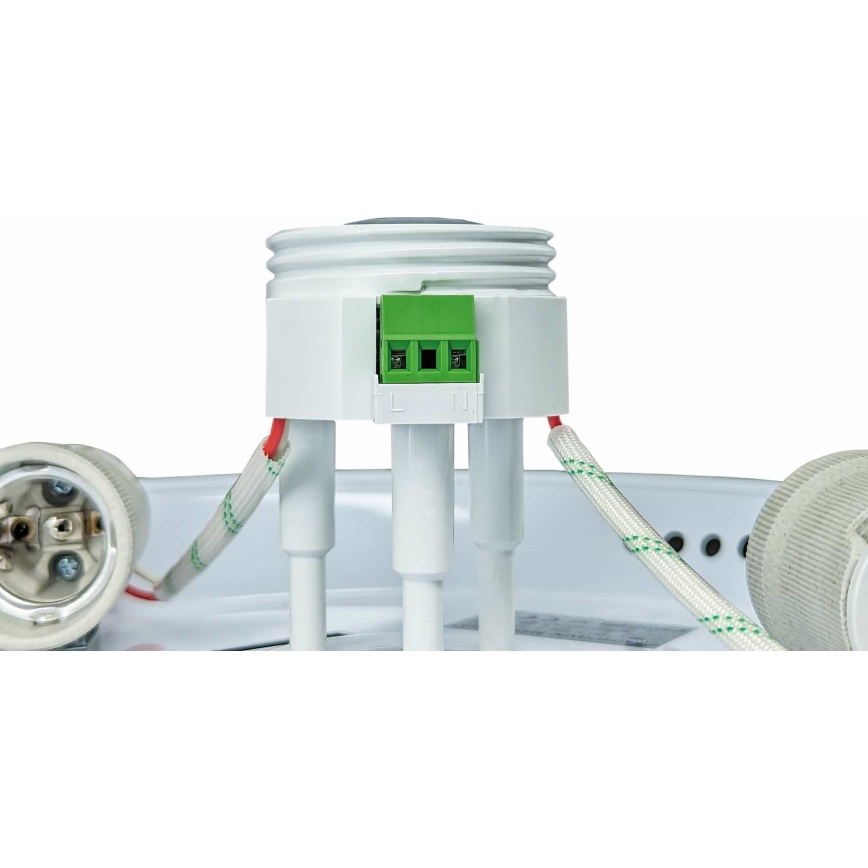 Плафон с датчик за движение и за здрач MANA 2xE27/40W/230V Ø30 см бял