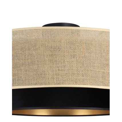 Плафон SARTA 1xE27/60W/230V Ø 45 см черен/джут