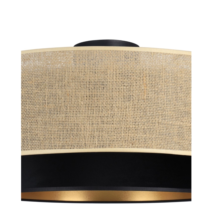 Плафон SARTA 1xE27/60W/230V Ø 45 см черен/джут