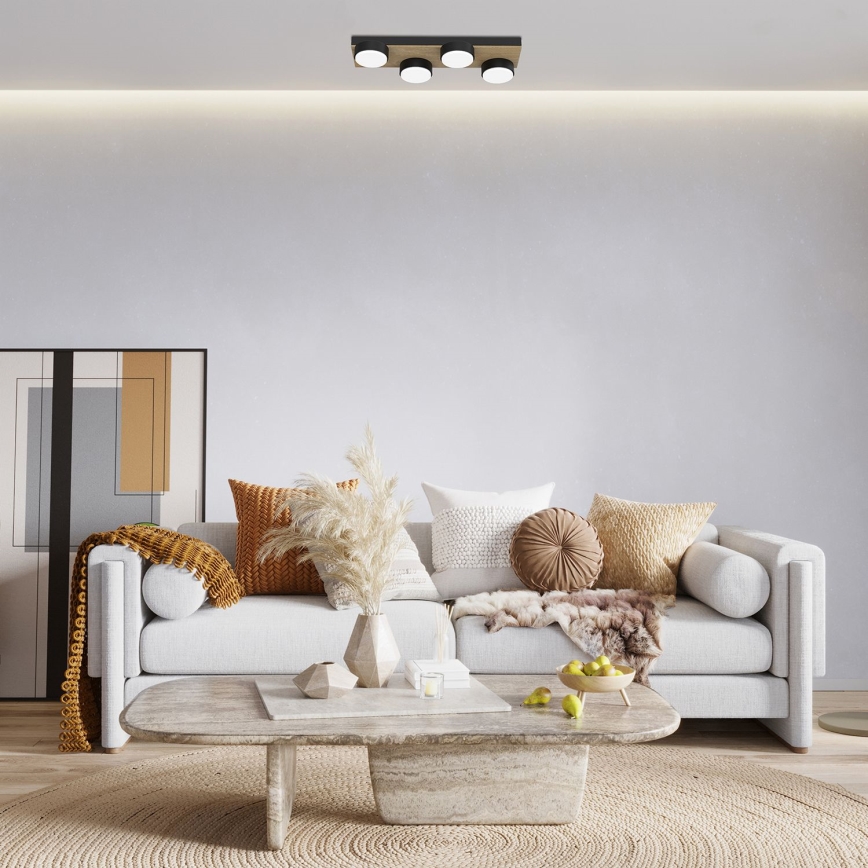 Плафон SEMA 4xGX53/15W/230V черен/кафяв/дъб