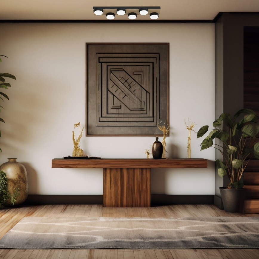 Плафон SEMA 6xGX53/15W/230V черен/кафяв/дъб