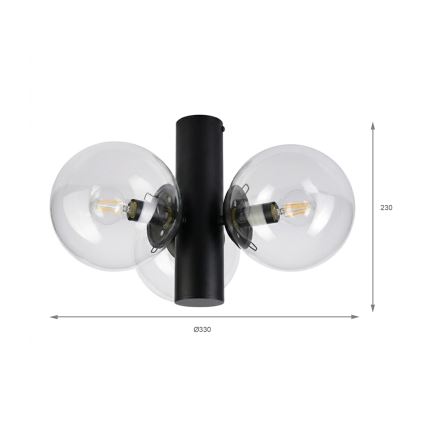 Плафон SFERIO 3xE14/5W/230V черен/прозрачен