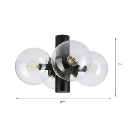 Плафон SFERIO 4xE14/5W/230V черен/прозрачен