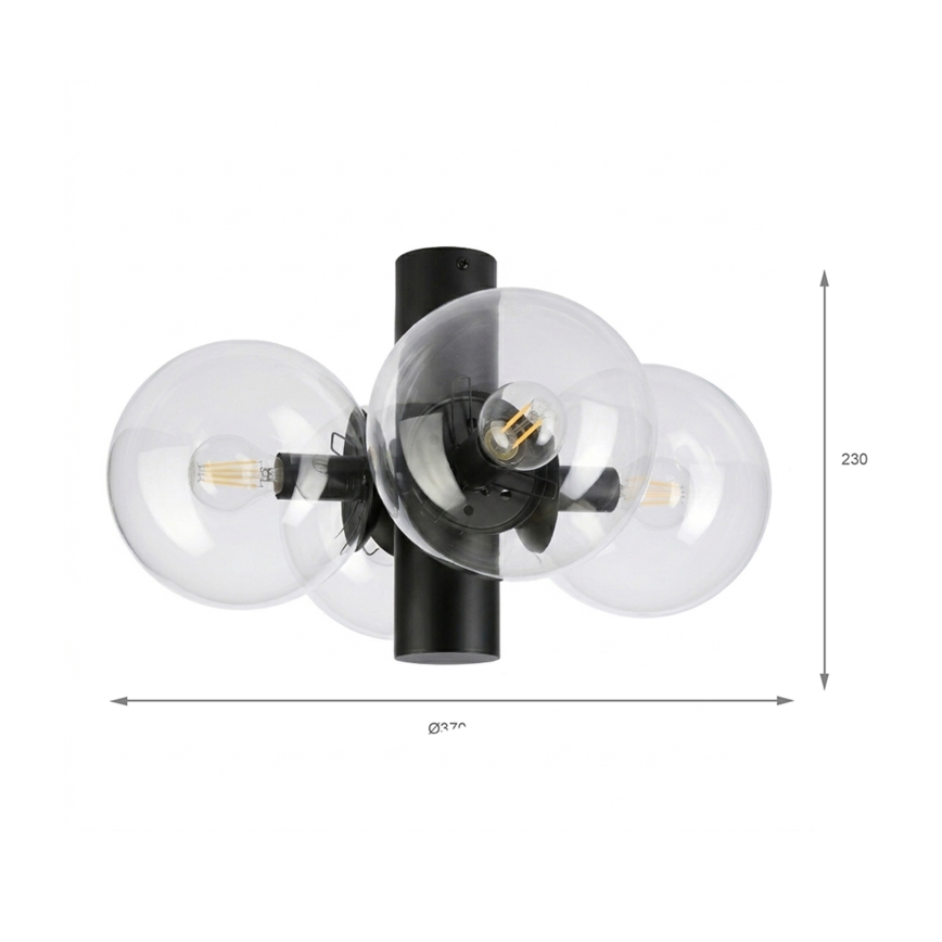 Плафон SFERIO 4xE14/5W/230V черен/прозрачен