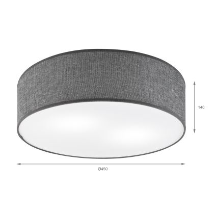 Плафон SIRJA 2xE27/15W/230V, диаметър 45 см, сив