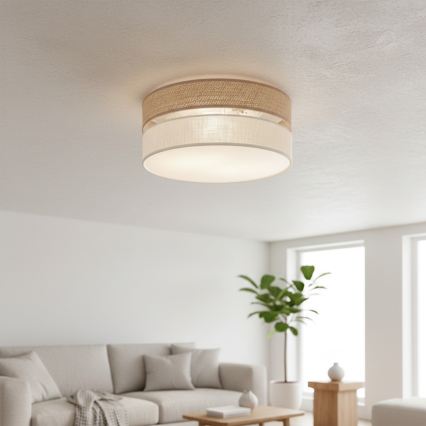 Плафон SIRJA DOUBLE BOHO 2xE14/15W/230V, диаметър 35 см, бежово/кремаво