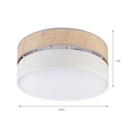 Плафон SIRJA DOUBLE BOHO 2xE14/15W/230V, диаметър 35 см, бежово/кремаво