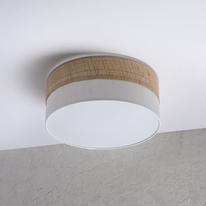 Плафон SIRJA DOUBLE BOHO, 2xE14/15W/230V, Ø 35 см, бежово/бяло