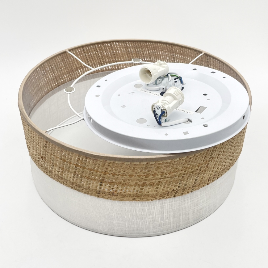 Плафон SIRJA DOUBLE BOHO, 2xE14/15W/230V, Ø 35 см, бежово/бяло