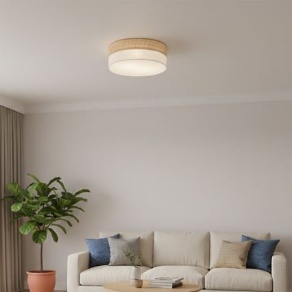 Плафон SIRJA DOUBLE BOHO 2xE14/15W/230V Ø 35 см бежово/кремаво